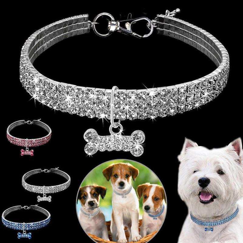 Crystal Bling Rhinestone Dog Collar Adjustable Pet Jewelry For Small Medium Dogs 1 - teedoges Crystal Bling Rhinestone Dog Collar Adjustable Pet Jewelry For Small Medium Dogs