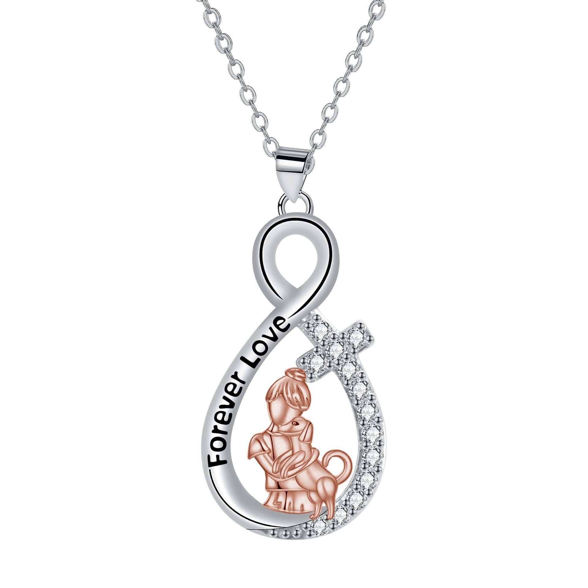 Love Heart Pendant Girl With Dog Necklace Sterling Silver Pet Lover Jewelry 5 - teedoges Love Heart Pendant Girl With Dog Necklace Sterling Silver Pet Lover Jewelry - Image 5