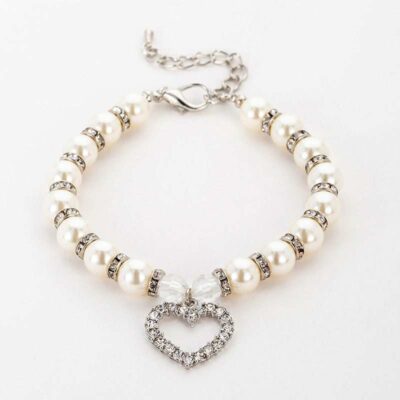 Pearl Necklace Pet Collar With Rhinestone Heart Pendant Cat Dog Jewelry 14 - teedoges 1fa557e0 bc81 4833 b32b bcbeaf92fa96 - teedoges