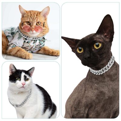 Diamond Hip Hop Dog Cat Pet Collar Cuban Link Chain Jewelry Necklace
