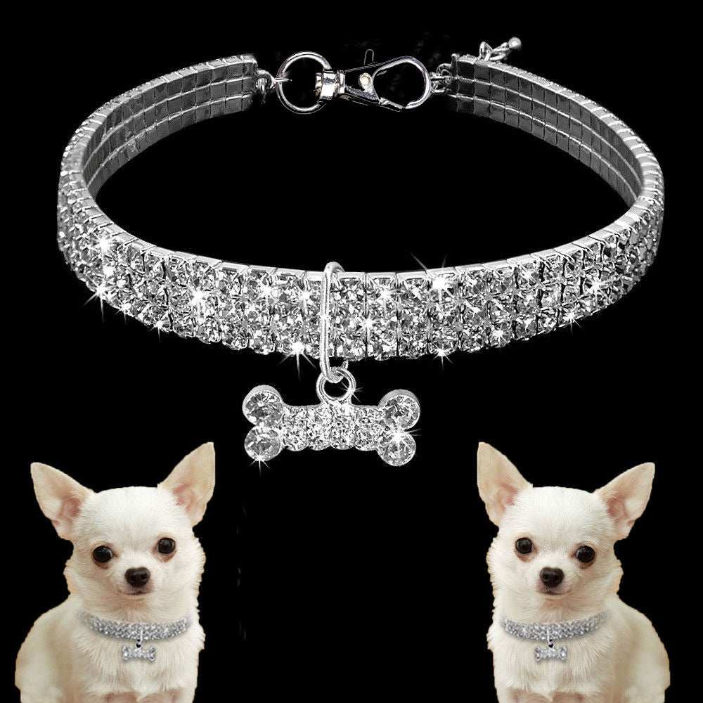 Crystal Bling Rhinestone Dog Collar Adjustable Pet Jewelry For Small Medium Dogs 3 - teedoges Crystal Bling Rhinestone Dog Collar Adjustable Pet Jewelry For Small Medium Dogs - Image 3