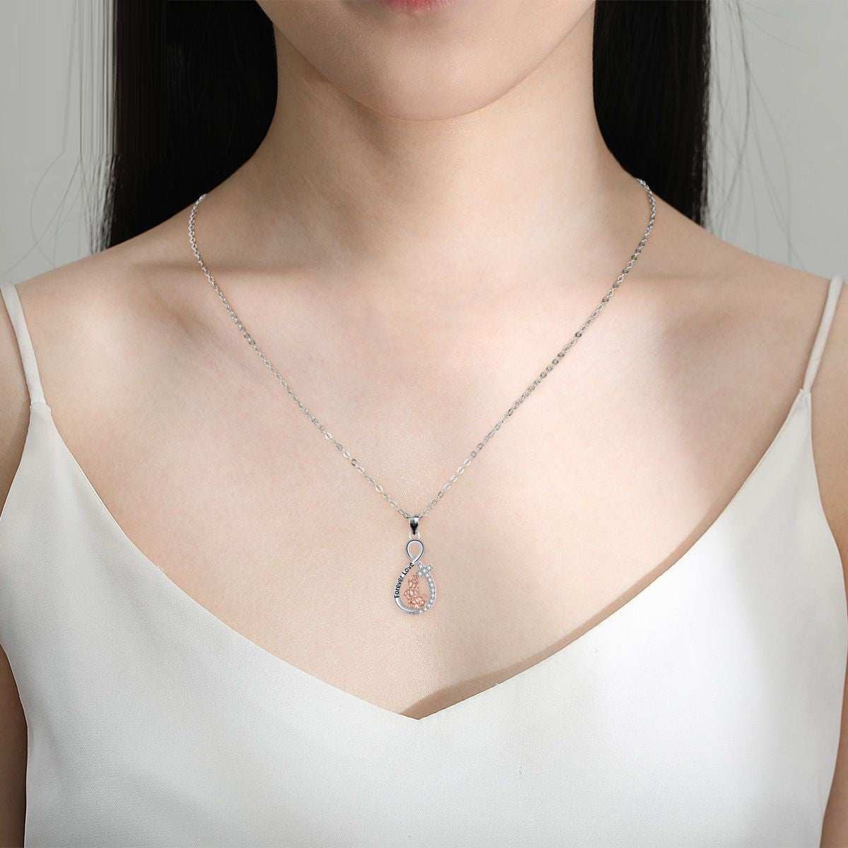 Love Heart Pendant Girl With Dog Necklace Sterling Silver Pet Lover Jewelry 2 - teedoges Love Heart Pendant Girl With Dog Necklace Sterling Silver Pet Lover Jewelry - Image 2