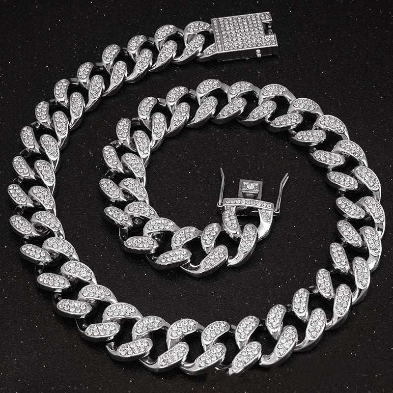 Diamond Bling Dog Cat Collar Cuban Style Rhinestone Pet Chain Necklace 1 - teedoges Diamond Bling Dog Cat Collar Cuban Style Rhinestone Pet Chain Necklace