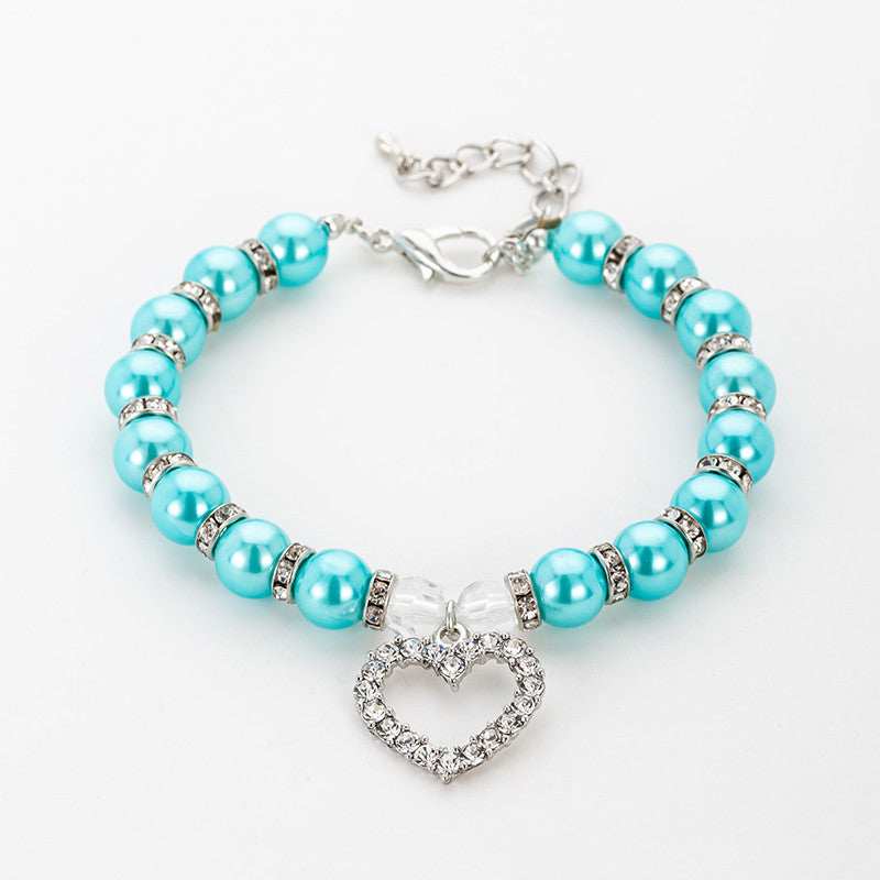 Pearl Necklace Pet Collar With Rhinestone Heart Pendant Cat Dog Jewelry 7 - teedoges Pearl Necklace Pet Collar With Rhinestone Heart Pendant Cat Dog Jewelry - Image 7