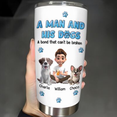 A Man And His Dogs Bond Stainless Steel Tumbler – Personalized