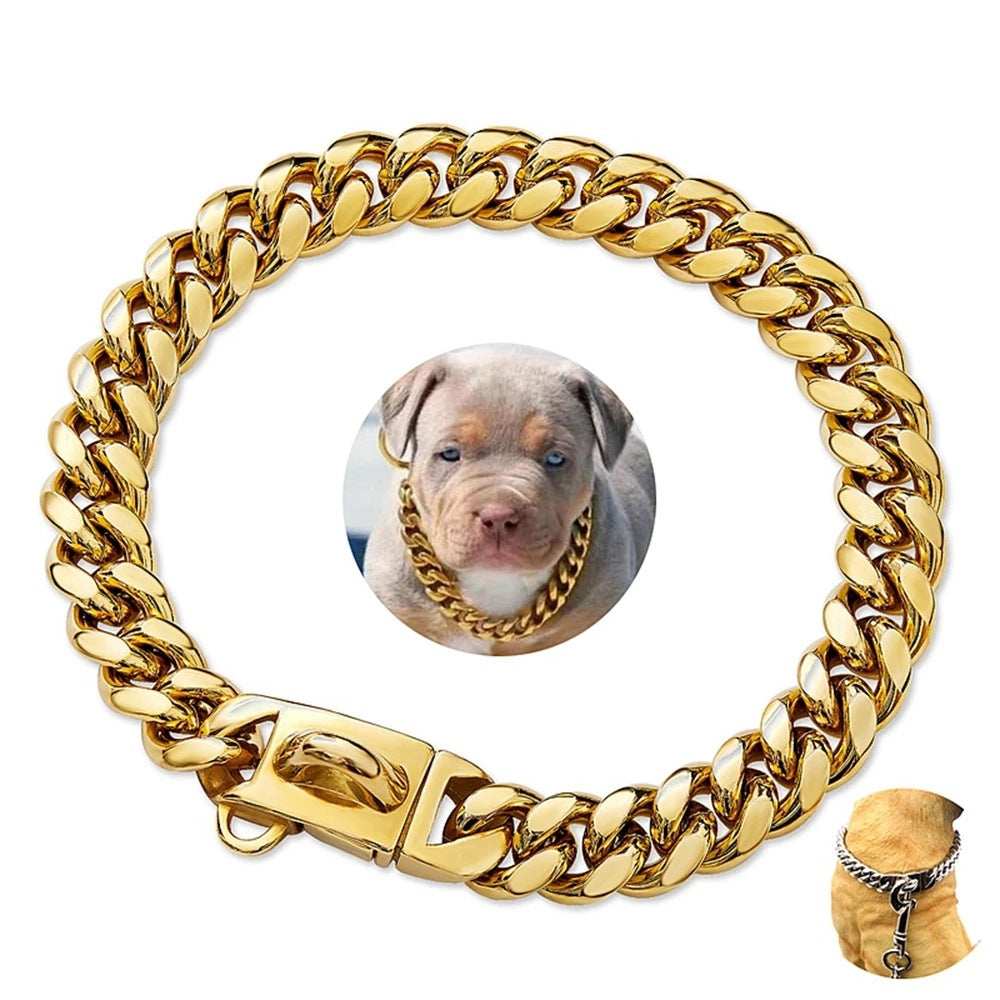 Stainless Steel Cuban Link Chain Pet Collar Secure Lock Buckle Dog Necklace 2 - teedoges Stainless Steel Cuban Link Chain Pet Collar Secure Lock Buckle Dog Necklace - Image 2