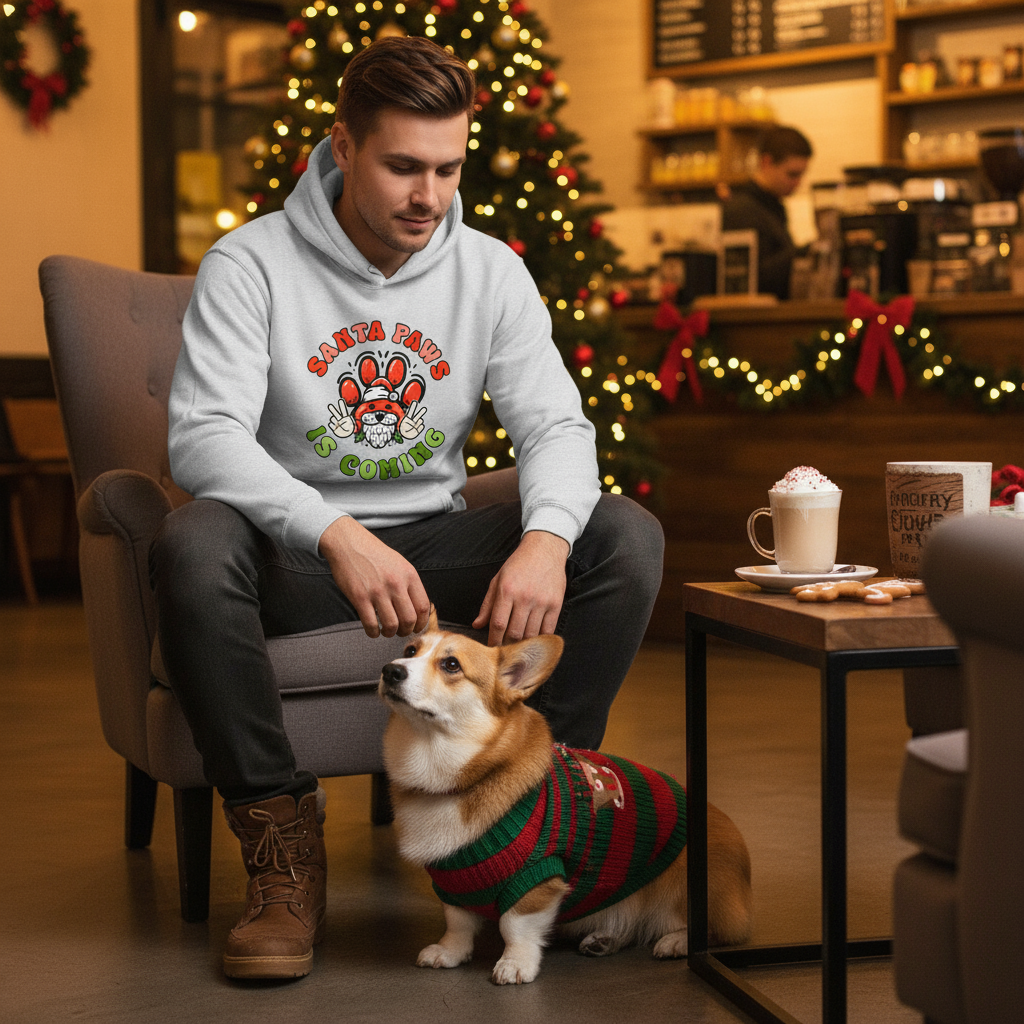 Christmas Santa Paws Dog Hoodie Festive Graphic Unisex Sweatshirt Apparel 4 - teedoges Christmas Santa Paws Dog Hoodie Festive Graphic Unisex Sweatshirt Apparel - Image 4