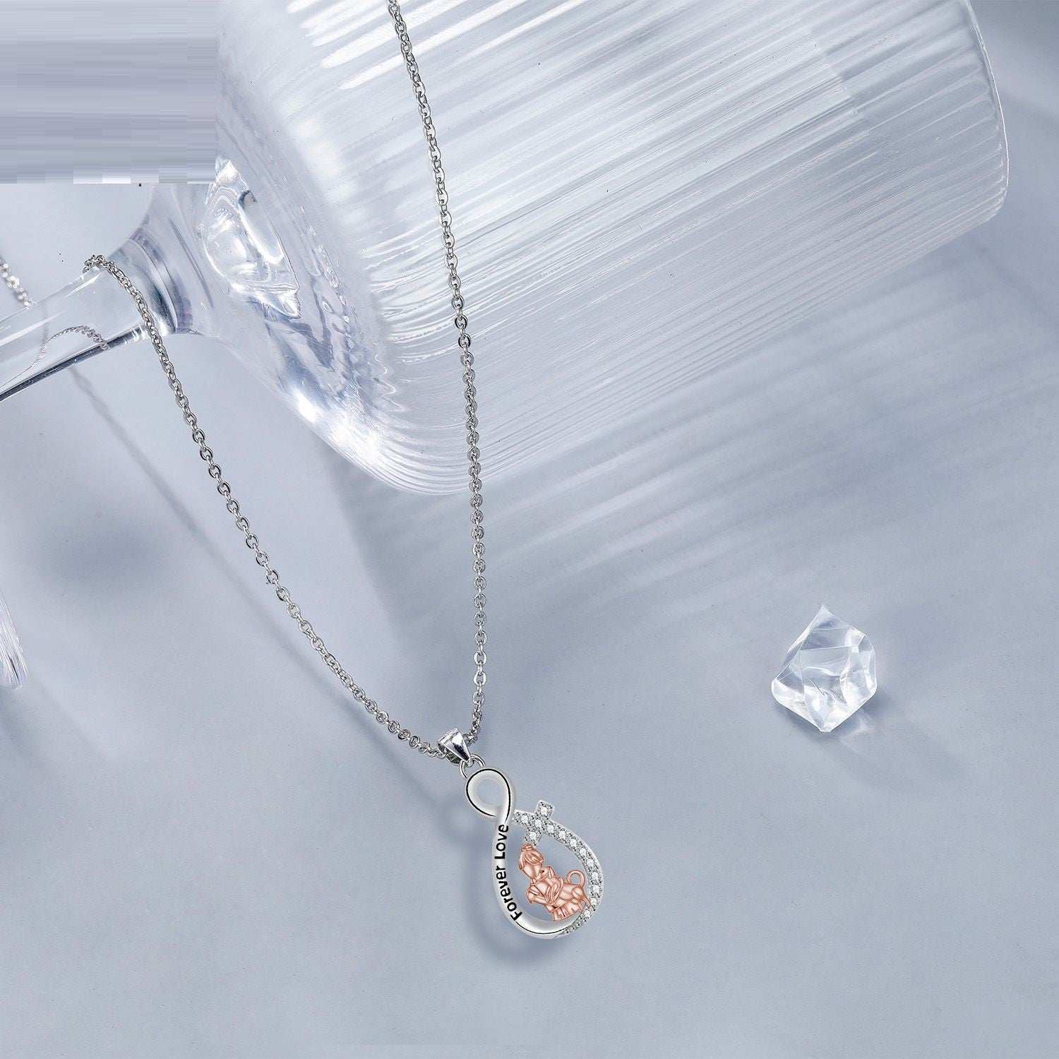 Love Heart Pendant Girl With Dog Necklace Sterling Silver Pet Lover Jewelry 3 - teedoges Love Heart Pendant Girl With Dog Necklace Sterling Silver Pet Lover Jewelry - Image 3