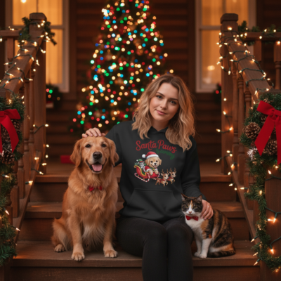 black santa paws is coming hoodie - teedoges