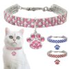 Pet Collar With Diamonds Mixed Color Cat Claws Elastic Dog Necklace Jewelry