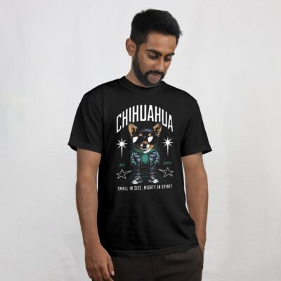 chihuahua t shirt small and mighty t shirt black 177004 - teedoges