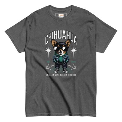 chihuahua t shirt small and mighty t shirt dark heather 264746 - teedoges
