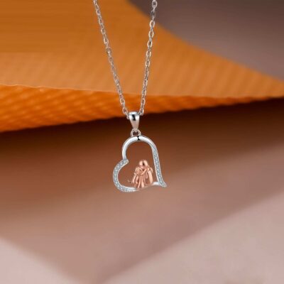 Love Guardian Pendant Girl And Dog Necklace Memorial Jewelry For Pet Owners