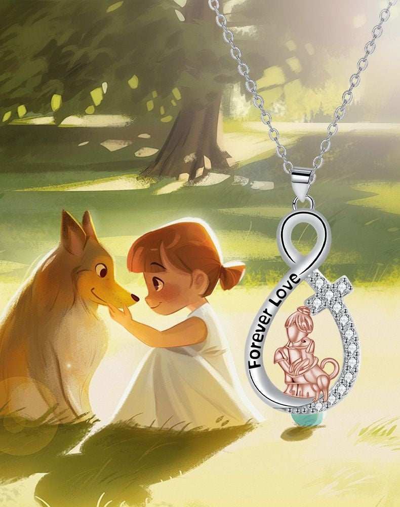 Love Heart Pendant Girl With Dog Necklace Sterling Silver Pet Lover Jewelry 4 - teedoges Love Heart Pendant Girl With Dog Necklace Sterling Silver Pet Lover Jewelry - Image 4