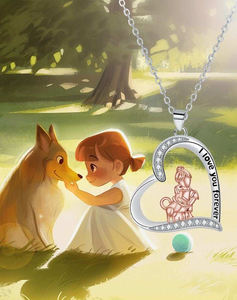 Love Heart Pendant Girl And Dog Necklace Elegant Silver Chain Pet Lover Jewelry 4 - teedoges Love Heart Pendant Girl And Dog Necklace Elegant Silver Chain Pet Lover Jewelry - Image 4