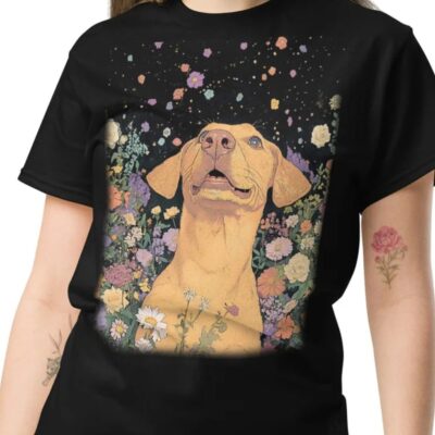 Boho Labrador Dog T Shirt Artistic Labrador Print Unisex Cotton Tee