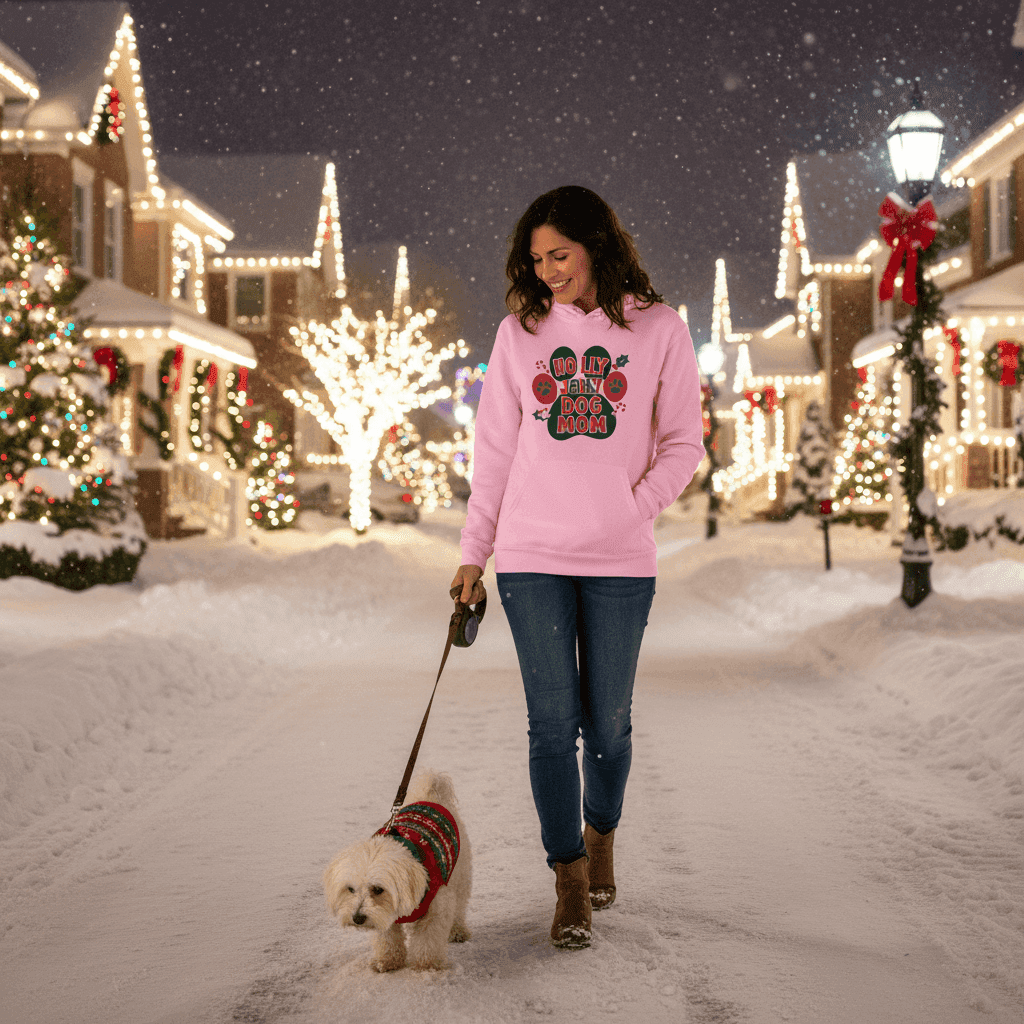 Holly Dog Mom Christmas Hoodie Festive Graphic Unisex Sweatshirt Apparel 3 - teedoges Holly Dog Mom Christmas Hoodie Festive Graphic Unisex Sweatshirt Apparel - Image 3