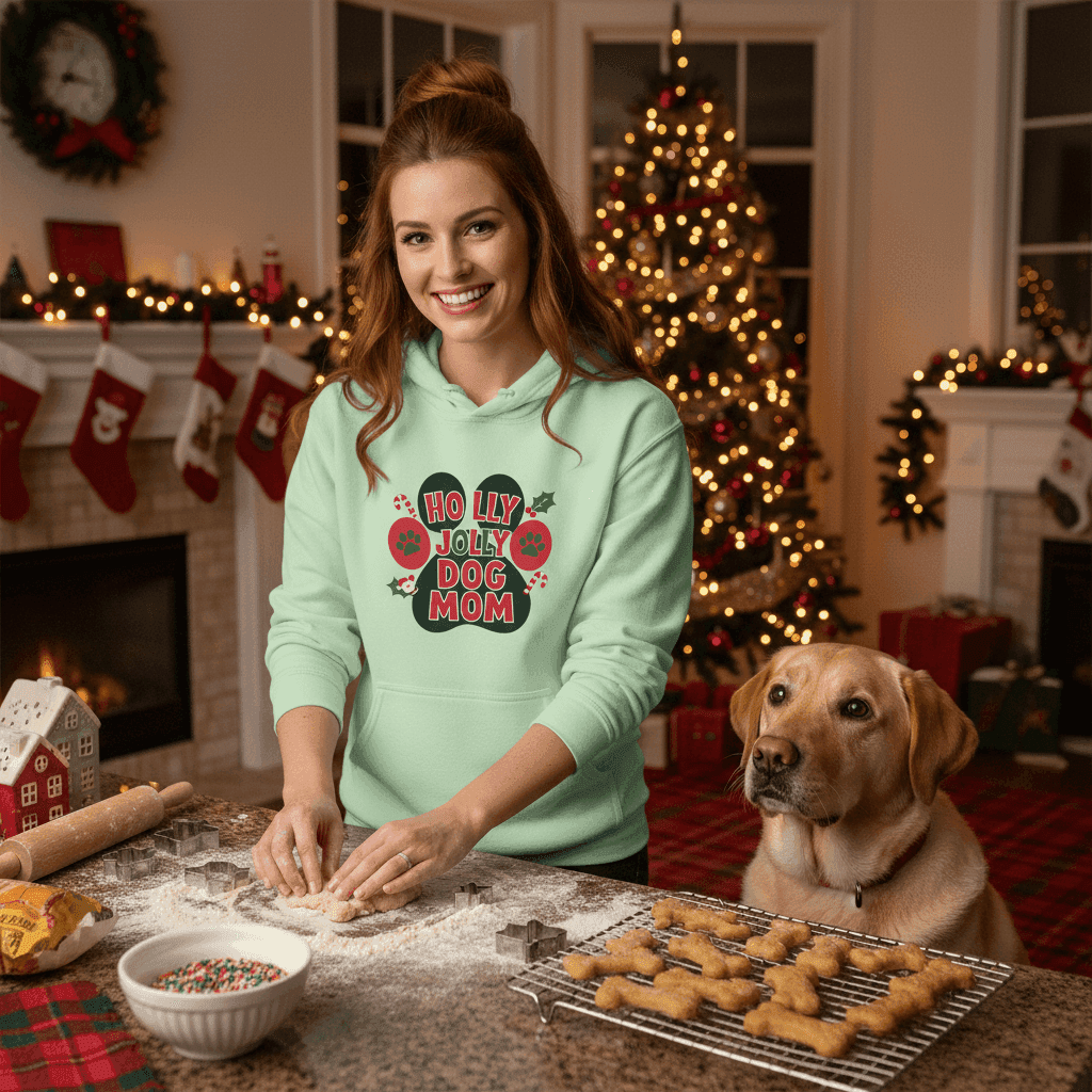 Holly Dog Mom Christmas Hoodie Festive Graphic Unisex Sweatshirt Apparel 4 - teedoges Holly Dog Mom Christmas Hoodie Festive Graphic Unisex Sweatshirt Apparel - Image 4