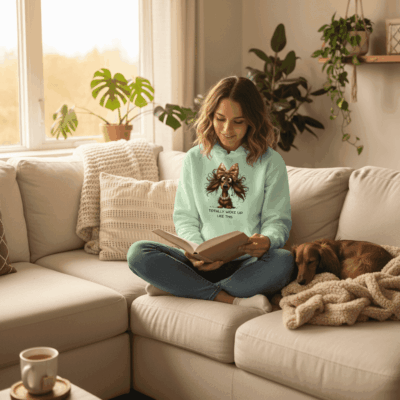 mint green hoodie lifestyle image 1 - teedoges
