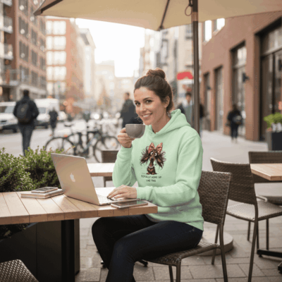 mint green hoodie lifestyle image 2 - teedoges