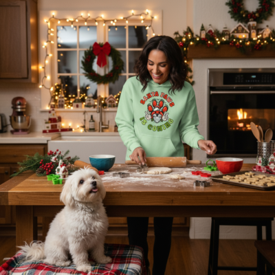 Christmas Santa Paws Dog Hoodie Festive Graphic Unisex Sweatshirt Apparel 27 - teedoges mint green santa paws deuces hoodie christmas lifestyle - teedoges