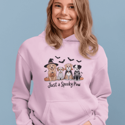 Spooky Paw Halloween Dog Hoodie Graphic Unisex Sweatshirt Pet Lover Apparel