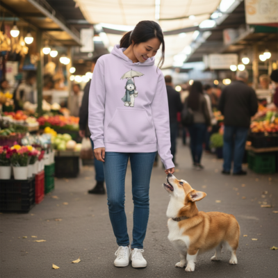 Rainy Day Pup Dog Hoodie Graphic Unisex Sweatshirt Pet Lover Apparel 26 - teedoges whimsy umbrella pup orchid lifestyle - teedoges