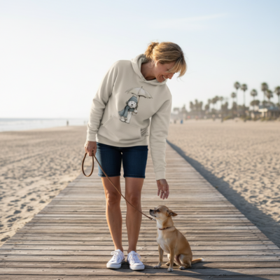 Rainy Day Pup Dog Hoodie Graphic Unisex Sweatshirt Pet Lover Apparel 27 - teedoges whimsy umbrella pup sand lifestyle - teedoges
