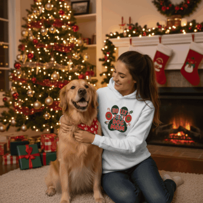 Holly Dog Mom Christmas Hoodie Festive Graphic Unisex Sweatshirt Apparel 19 - teedoges white holly dog mom hoodie christmas lifestyle - teedoges