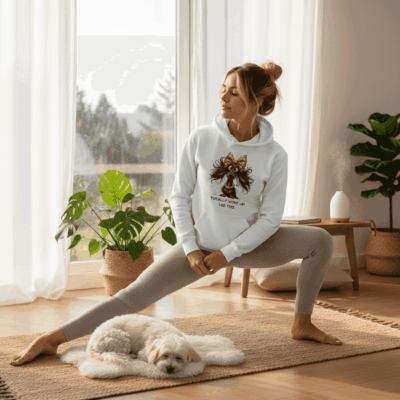 white hoodie lifestyle image 1 - teedoges