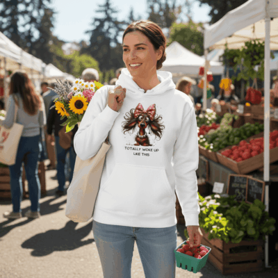 white hoodie lifestyle image 2 - teedoges