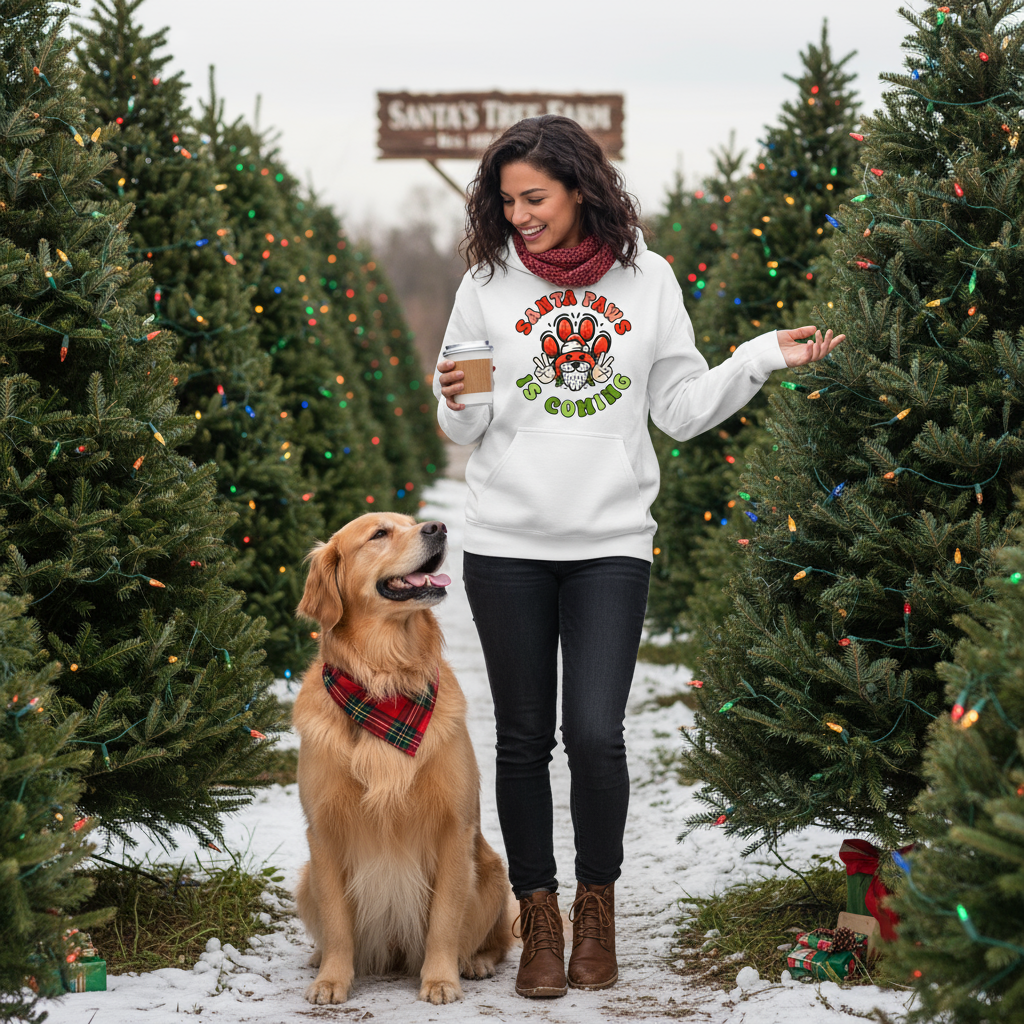 Christmas Santa Paws Dog Hoodie Festive Graphic Unisex Sweatshirt Apparel 2 - teedoges Christmas Santa Paws Dog Hoodie Festive Graphic Unisex Sweatshirt Apparel - Image 2